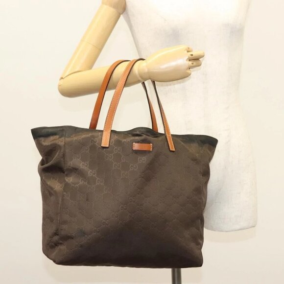 GUCCI GG Canvas Tote Bag Brown Gold 282439 Auth - Picture 1 of 16